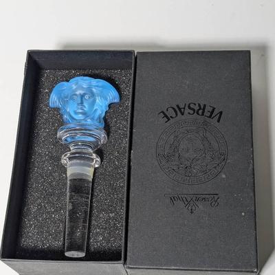 Versace Rosenthal "Medusa" Blue Wine Bottle Stopper