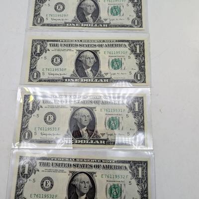 4 Uncirculated 1963 "Barr" Notes w/ Consecutive Serial Numbers