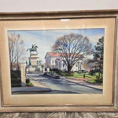 Vintage Kenneth Harris Watercolor Painting Richmond Capitol 