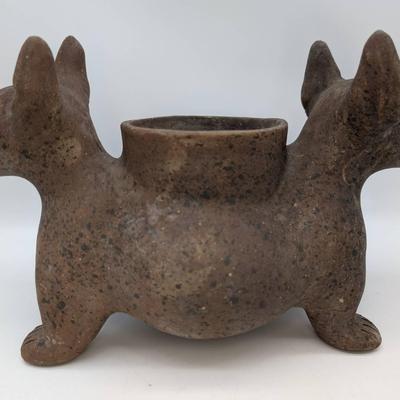 Mexican Two Headed Dog Pottery Planter