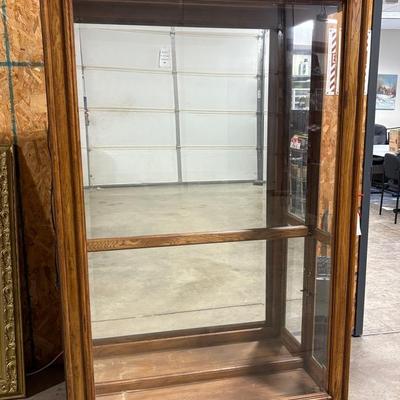 Large Vintage Sliding Glass Front Curio Cabinet