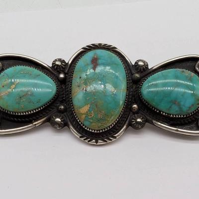 Calvin Martinez Sterling Silver & Turquoise Pin...Navajo
