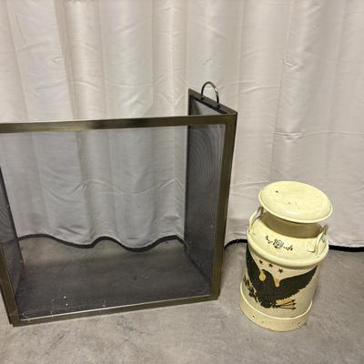 Brass Tri-Fold Fireplace Screen, Supplee Vintage Milk Can