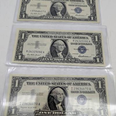3 Uncirculated 1957 $1 Silver Certificates