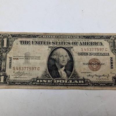 WWII $1 Silver Certificate "Hawaii" Note