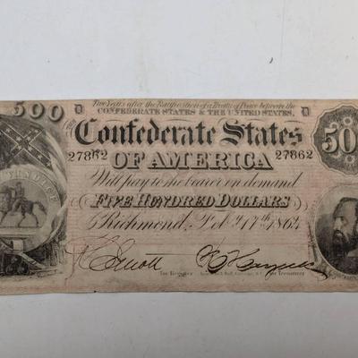 1864 Confederate $500 Note...T-64