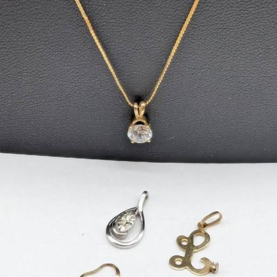14K Gold Necklace With Four Pendants
