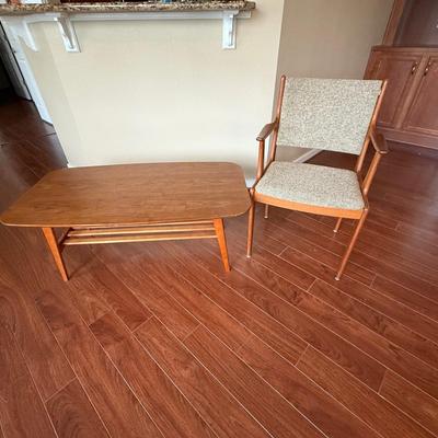 Mid Century Coffee Table And Chair 