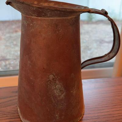 Vintage Antique ARTS and CRAFT COPPER PITCHER Hand Forged RUSTIC