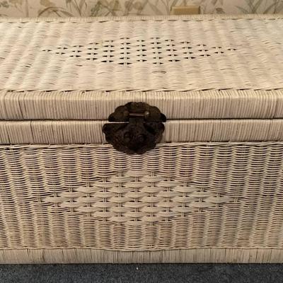 Vintage Wicker Blanket Storage Chest
