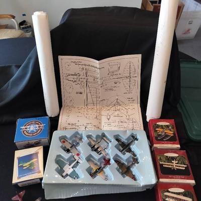 Collectible Vintage Airplane/Aeronautical Figures, Ornaments, & Scematics By Corgi, Hallmark, + More