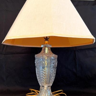 Vintage MCM Style Crystal & Brass Table Lamp