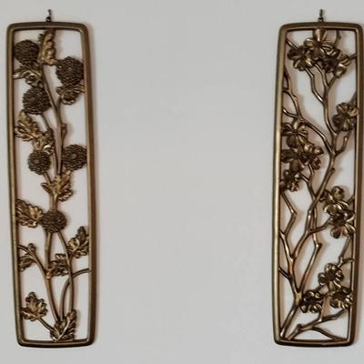 Mid Century Modern Syroco Tree Floral Gold Wall Hanging Gilded Resin Panels Set Of 4