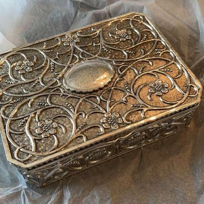 Silver Toned Vintage Jewelry Box