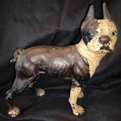 Antique Cast Iron Doorstop Boston Terrier Original Factory