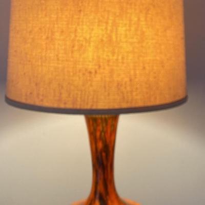 Mid-Century Modern orange drip glaze ceramic table lamp. 