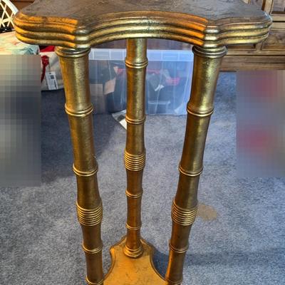Vintage Italian Venetian Pedestal Wooden Painted Gold