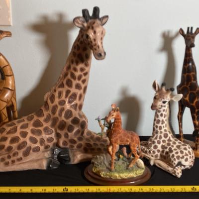 Resting Giraffe Statue And Other Assortments If Giraffe Figures