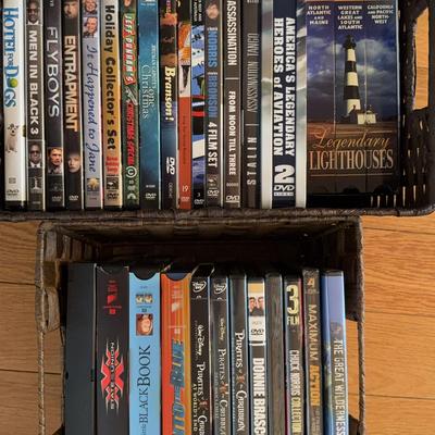 Lot Of DVDs Including Pirate Of The Caribbean Includes Baskets