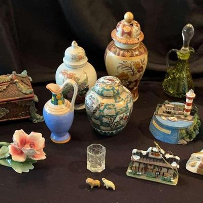 Ornate Jewelry Box, Decorative Urns, And Various Collector Items