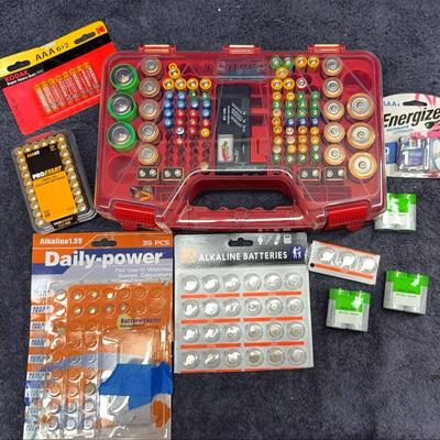 Lot Of Multi Size Batteries With Case, Some Brand New