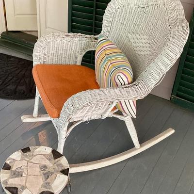 White wicker rocker