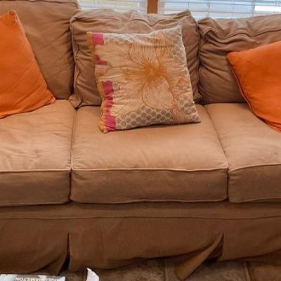 Slip covered sofa