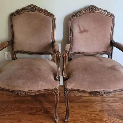 Beautiful Pair Of French Louis XV Velvet Armchairs