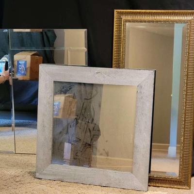 Trio of Decorative Mirrors – Rustic, Beveled, and Ornate Gold Frames