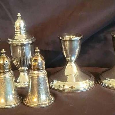 Sterling Silver Salt and Pepper Shakers & Candle Stick Holders