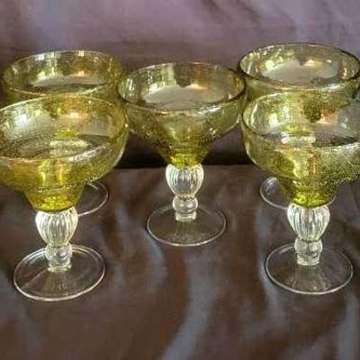 Olive Green Blown Martini Glasses