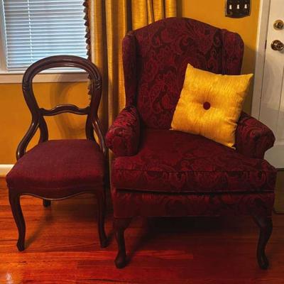 Burgundy Chairs Featuring a Fairfield Wingback Chair
