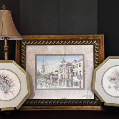 Art Pieces & Lamp Including Emerson’s “Looking North On Meeting Street, Charleston, SC”