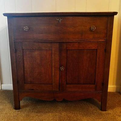 Solid Wood Cabinet with Brass-Like Hardware 