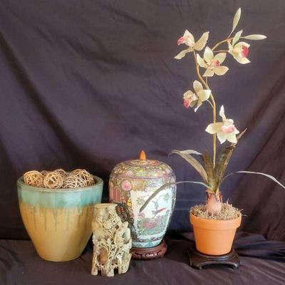 Chinese Floral Ginger Jar and Other Decor