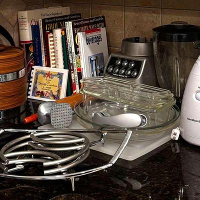 Kitchenwares Including Cookbooks, Crystal Serving Dishes, & More