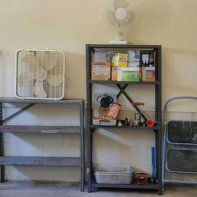 Two Metal Shelves And Home Improvement Goods