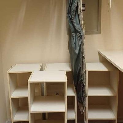 4 Stackable Storage Shelves, Felt Hangers, Garment Bag, & Shoe Caddies 
