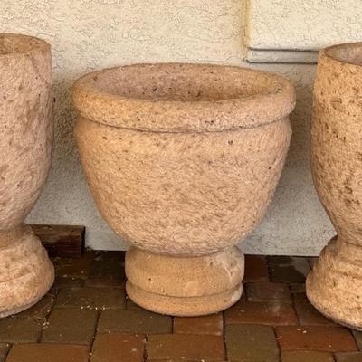 Three Large Concrete & Stucco Planters 