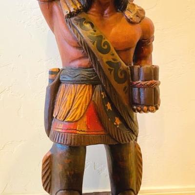 Hand Carved Cigar Store Native American Statue 