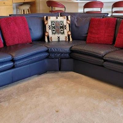 Brett Interiors Leather Sectional Sofa