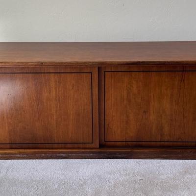 Mid Century Walnut Sliding-Door Credenza