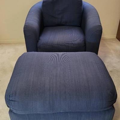 Blue Swivel Chair & Ottoman 