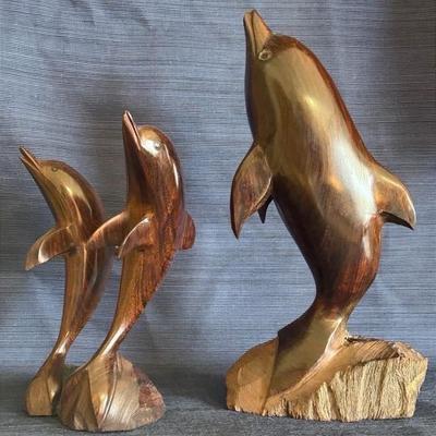 Carved Ironwood Dolphin Family 