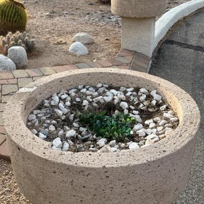Pair Of Big “Drum” Concrete Planters 