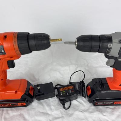 Pair of Black & Decker 20v Drills + Batteries & Charger 