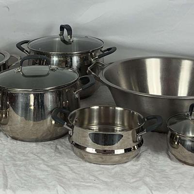 Large Lot of Stainless Steel Pots and Pans 