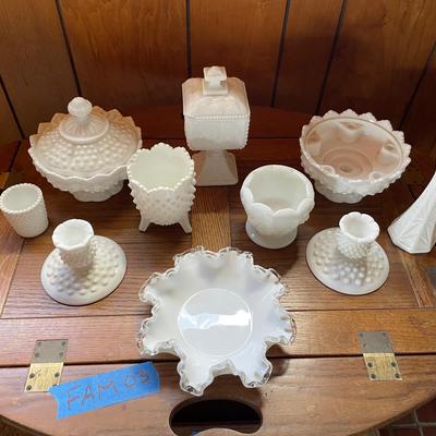 Fenton, Westmoreland, & Hoosier Milk Glass Decor Dishes