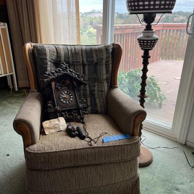 Cuckoo Clock by Emil Schmeckenbecher and Reading Nook Floor Lamp + Rocking Chair