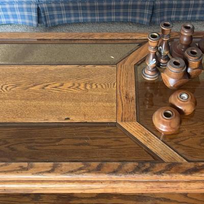 Retro Coffee Table and Wooden Candle Stick Holders